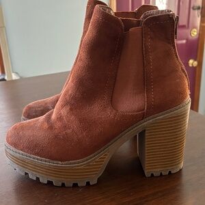 Women's Suede Ankle Boots - Brown
